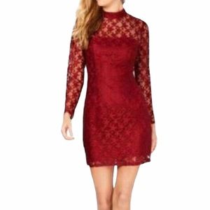 BETSEY JOHNSON DEEP RED LACE DRESS LONG SLEEVE 6